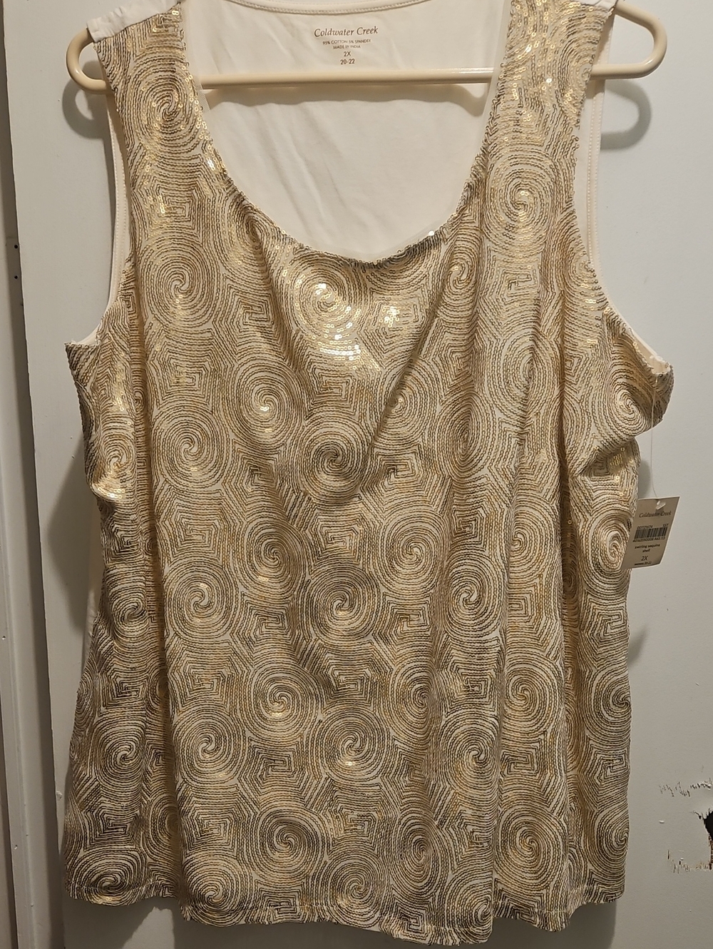 Coldwater Creek Gold Sequin Swirl Tank